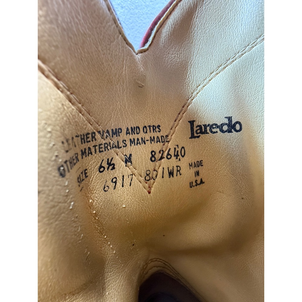Laredo Western Cowboy Boots Womens Size 6.5 Smooth Red Leather Round Toe Pull On - Picture 10 of 10